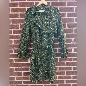 Textile Elizabeth and James Leopard Print Statement Trench Coat Jacket Large